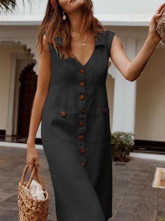 Pearly - Buttoned Style Dress