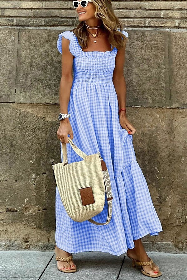 Ivara - Elegant Plaid Summer Dress
