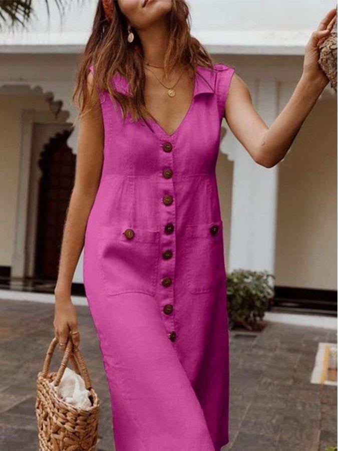 Pearly - Buttoned Style Dress