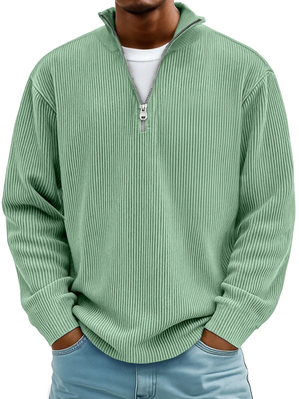 LAURENT MONACO | TRENDY PULLOVER WITH MEDIUM ZIP FOR MEN