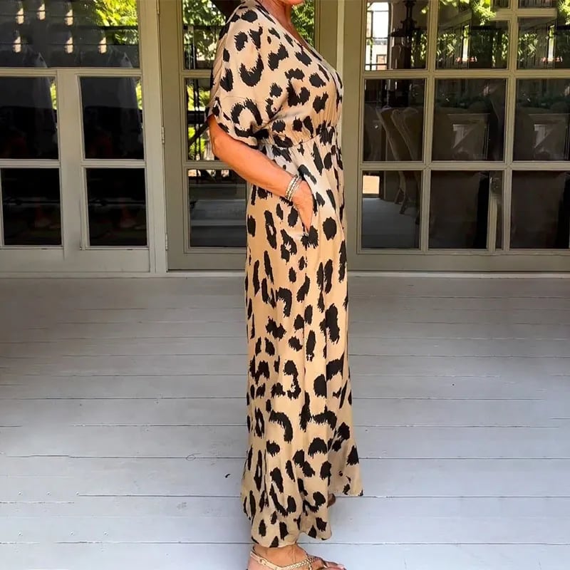 Leopard Print Maxi Dress -  Elegant Eris