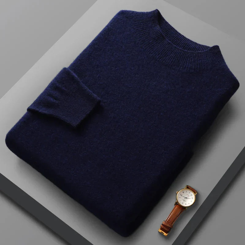 Harry - Mid-length cashmere sweater with high collar