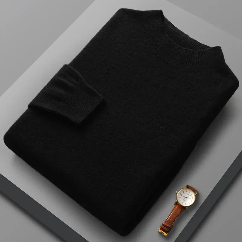 Harry - Mid-length cashmere sweater with high collar