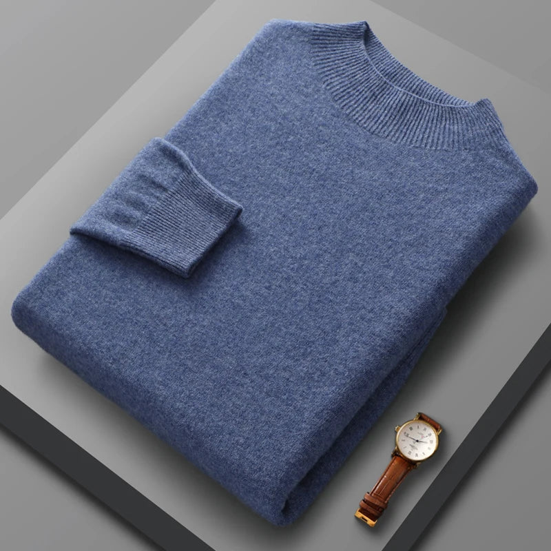 Harry - Mid-length cashmere sweater with high collar