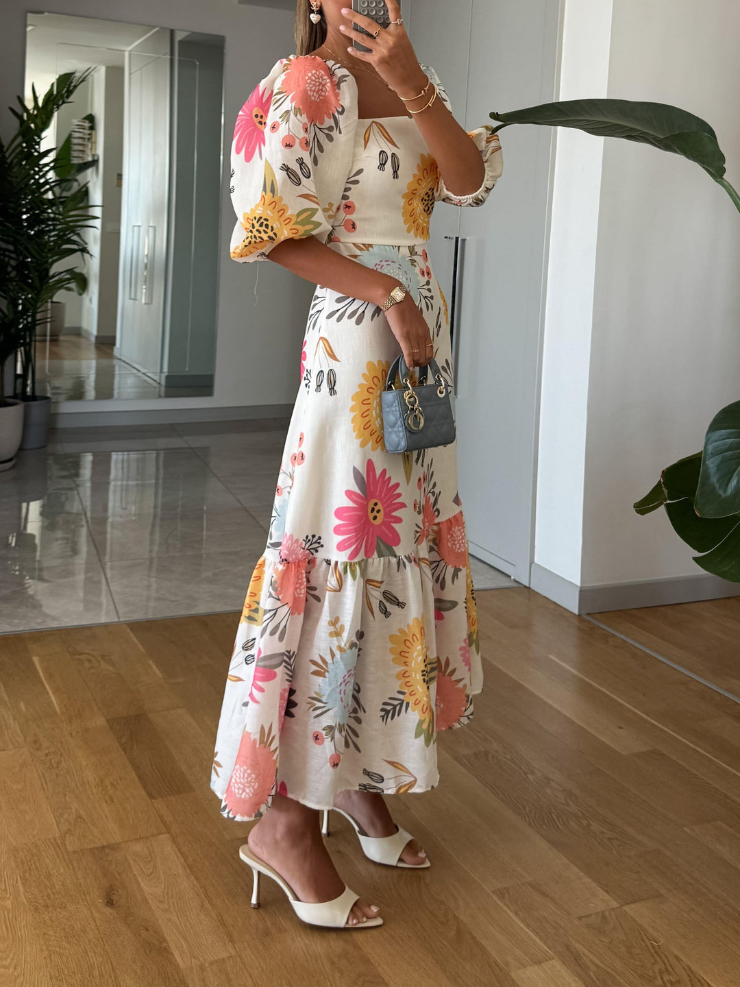 Fable | Romantic Floral Midi with Puff Sleeves