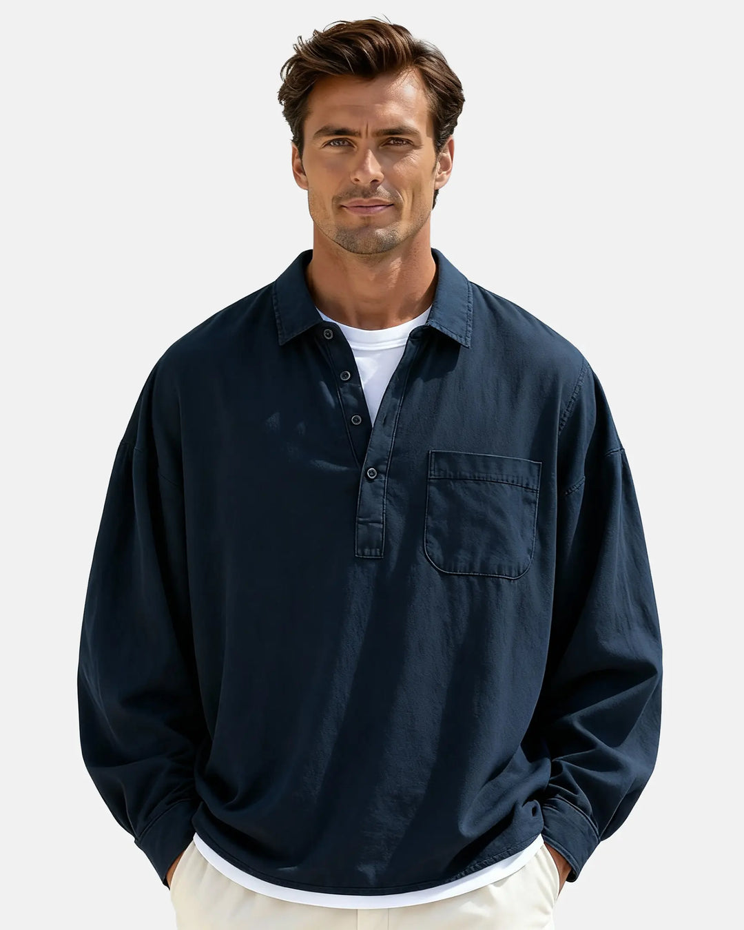 LAURENT MONACO | BUTTONED HALF-PLACKET SHIRT FOR MEN