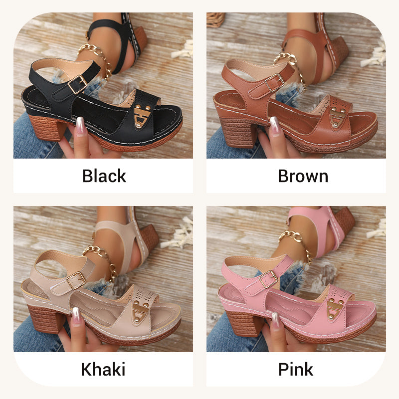 Women's Chunky Heel Ankle Strap Sandals – Elegant & Comfortable
