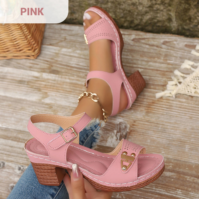 Women's Chunky Heel Ankle Strap Sandals – Elegant & Comfortable
